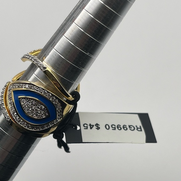 NWT nOir Gold Toned Evil Eye Stackable Rings Size 6 - Picture 5 of 8